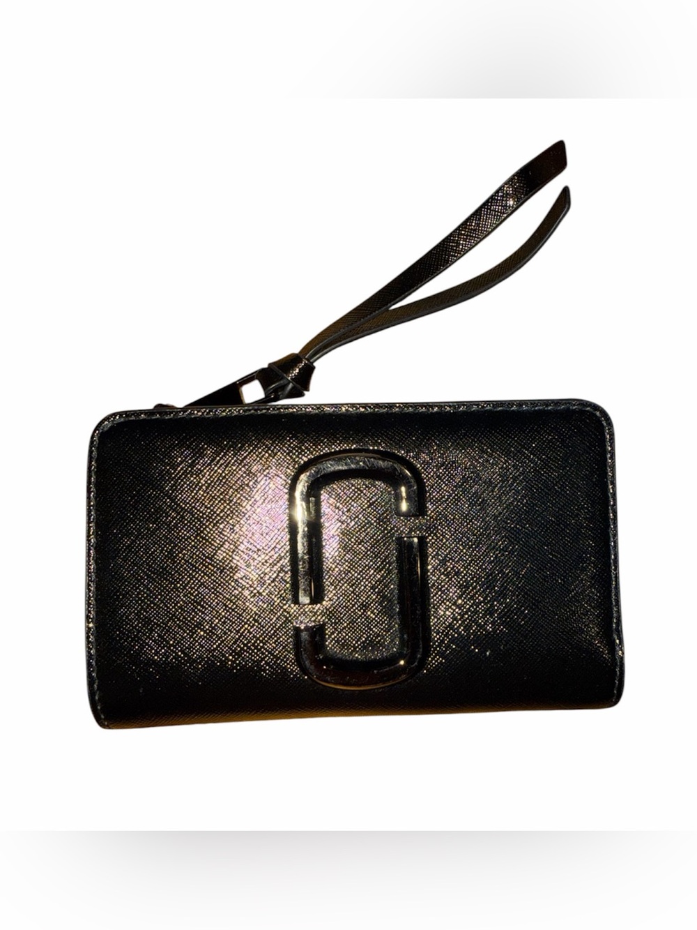 MARC JACOBS Black Saffiano Leather Snapshot Compact Wallet